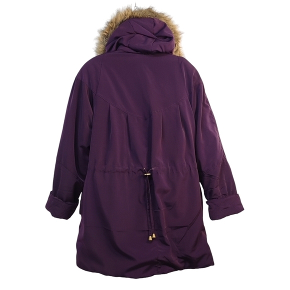 Basic Editions Women's Purple Hooded Embroidered Coat Size M - Picture 2 of 9